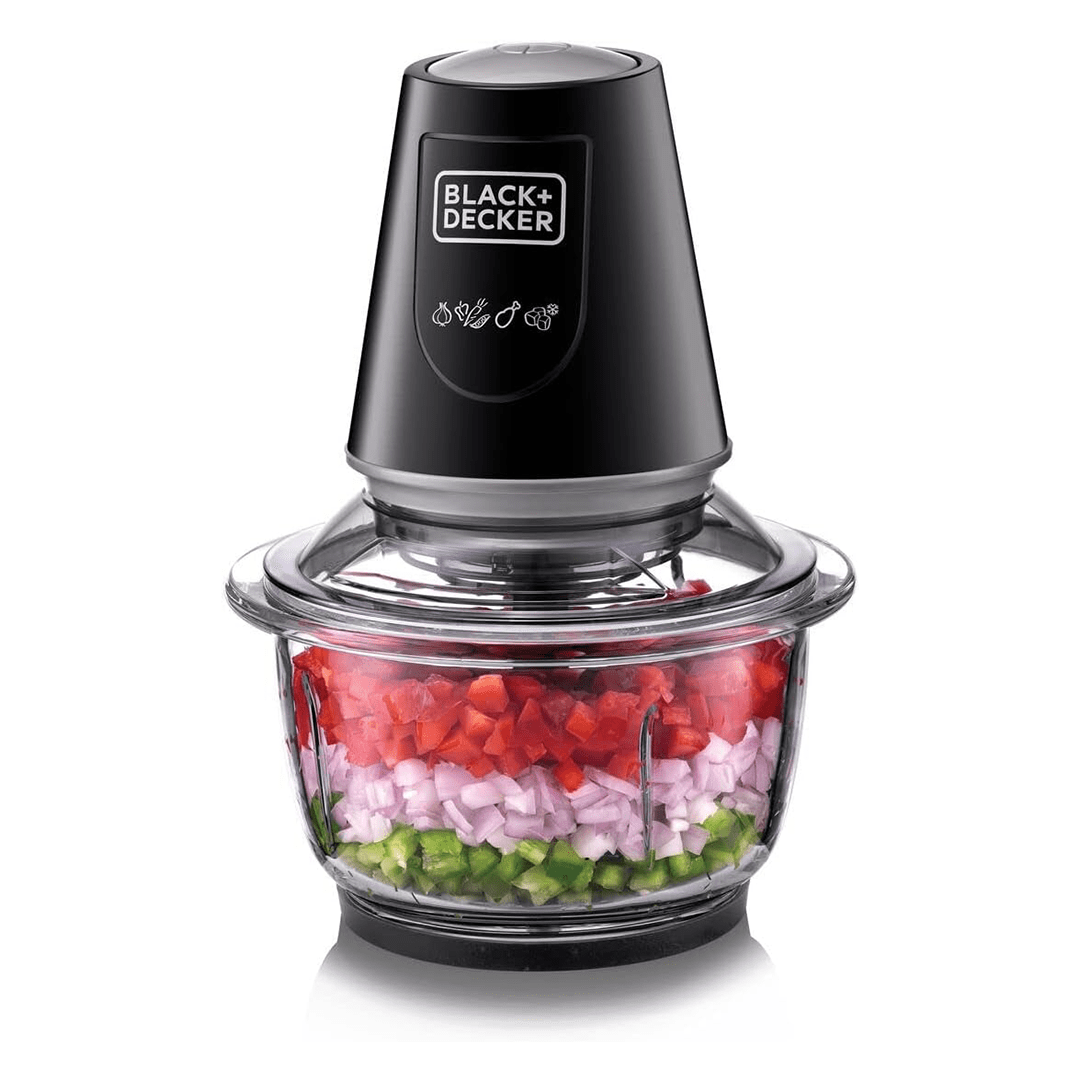 Hachoir En Verre Système à 4 Lames 400w 1.2L BLACKDECGC400