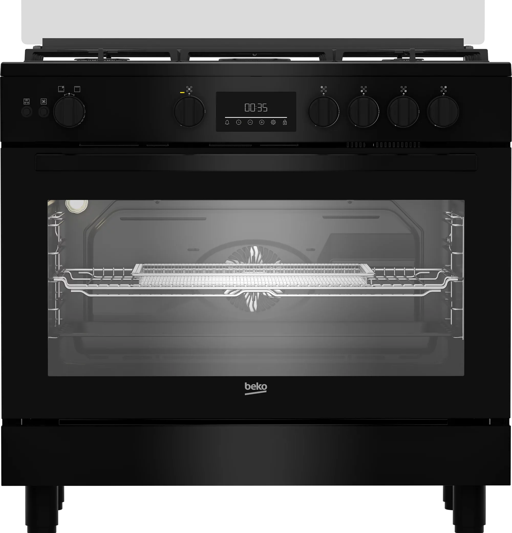 Cuisinière à Gaz Ventilée Beko BGGR 11225 GB – 90 cm avec Four Grande Capacité
